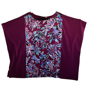 Bob Mackie Wearable Art Top Kimono Purple Floral Art to Wear Absract SZ 2X NWT